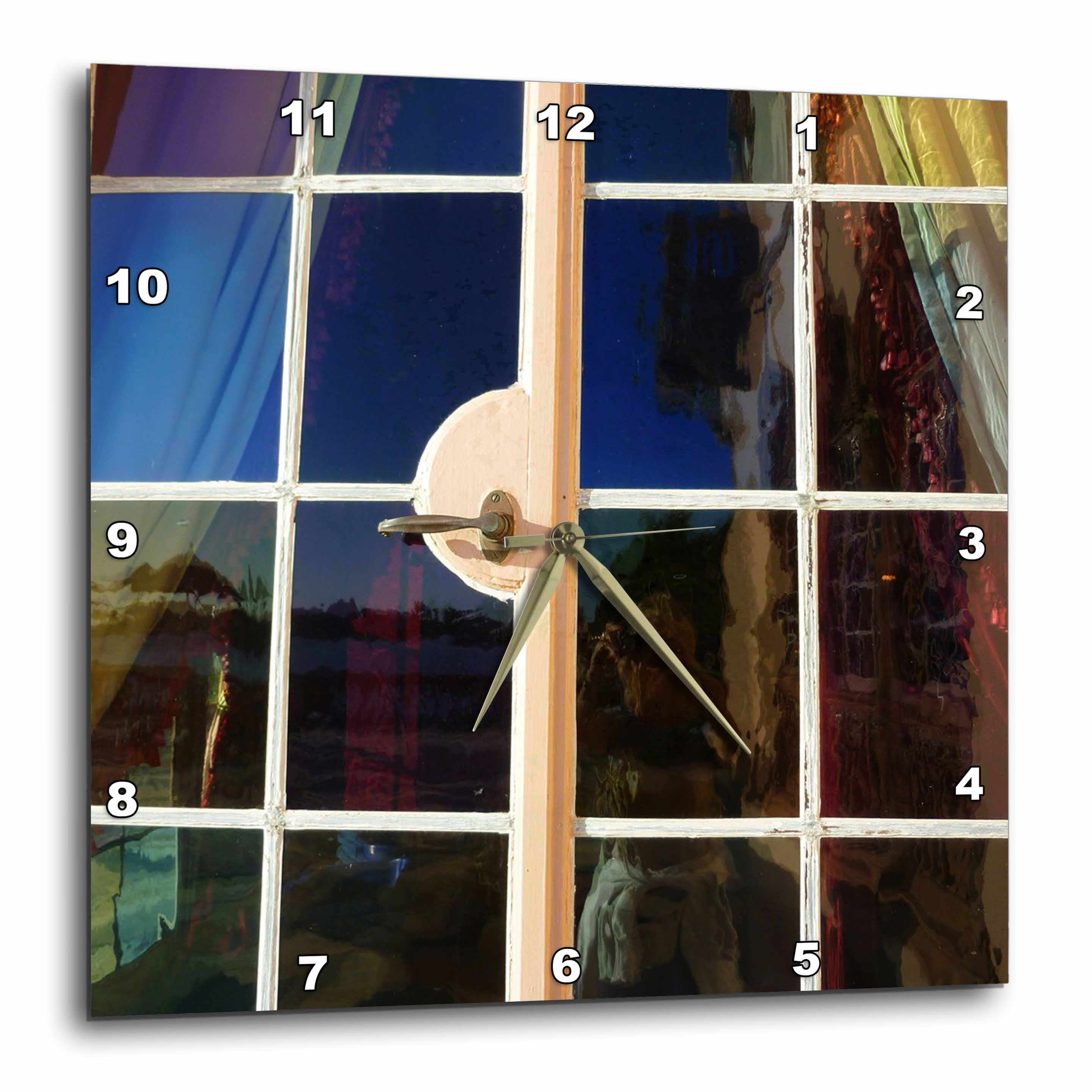 13x13 Wall Clock 3dRose Florene Architecture Ringling Mansion Colored Glass Door dpp_37255_2
