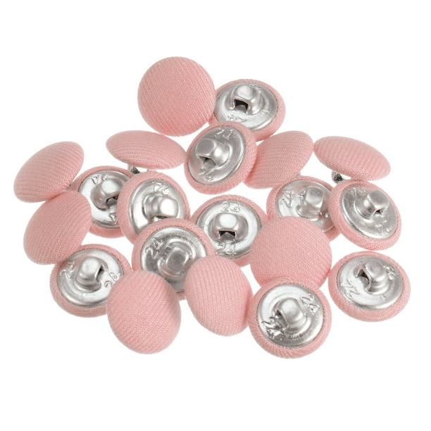 20uds 24L Tela Cubierto Botón 15mm Redondo Metal Vástago Costura Botones para Trajes Vestidos Blusas Rosa Unique Bargains