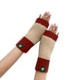 thumbnail image 2 of Demi-Gants Tricotés Chauds Motif Chevrons Automne et Hiver pour Femmes, 2 of 3