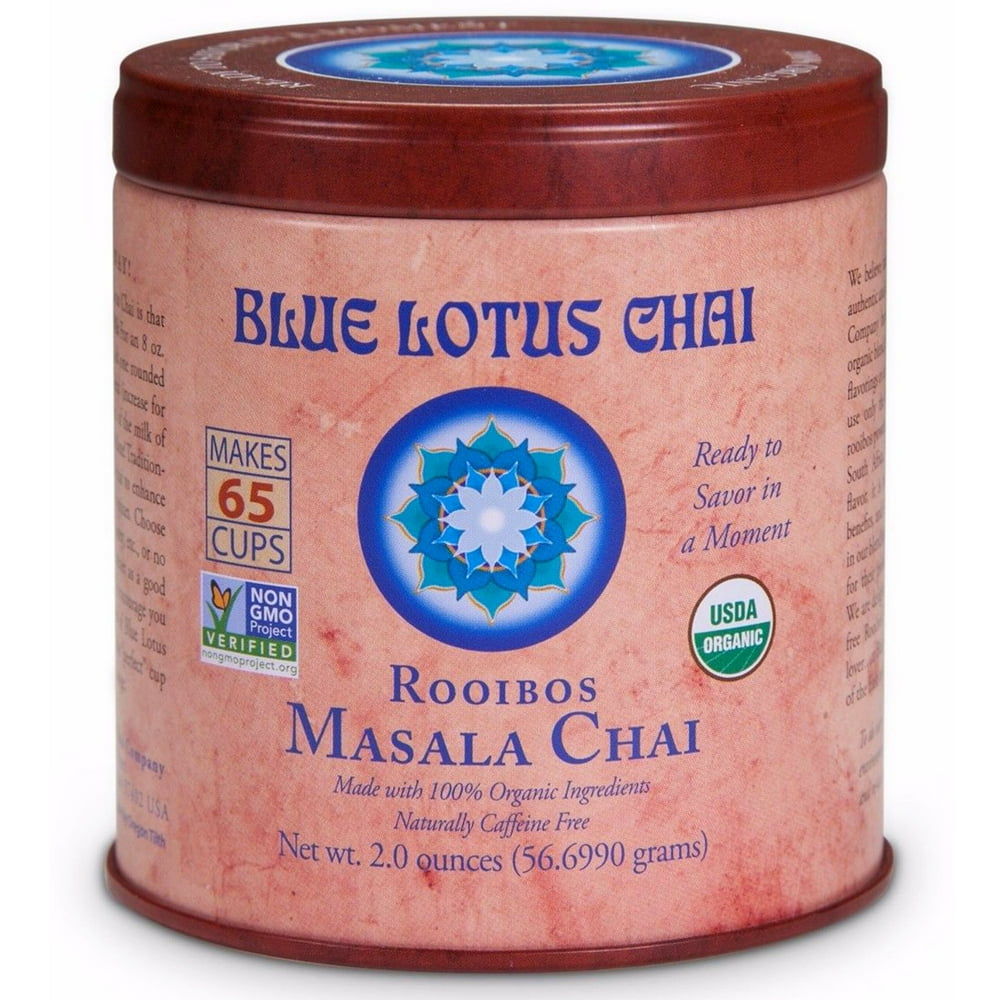 Blue Lotus Chai Rooibos Flavor Masala Chai Makes 65 Cups 2 Ounce Masala Spiced Chai Powder