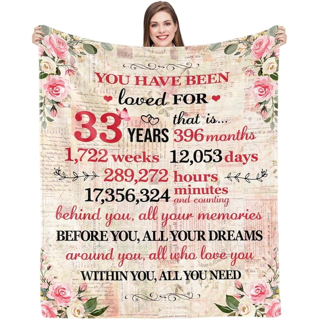 LHSHID 33 Year Old Birthday Gifts for Women 33rd Birthday Decorations for Women Bestie Wife Sister Mom Friends 33rd Birthday Blanket 30"x40"