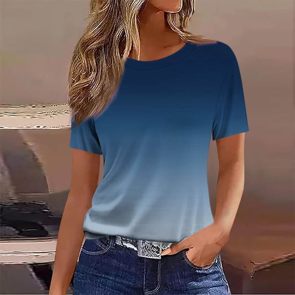 Women's Casual Printed T-Shirt with Round Neck and Short Sleeves for Everyday Wear