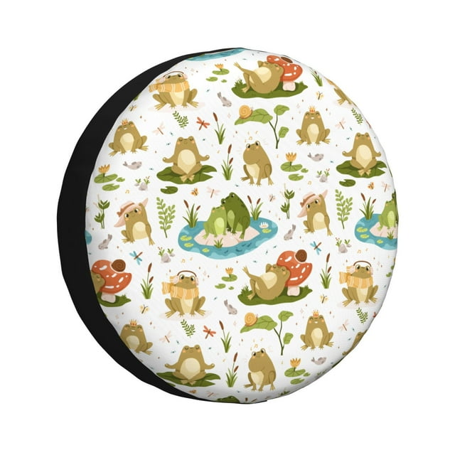 Bingfone Grenouille Mignonne pour Pneu de Rechange Protecteurs de Roues Universels Résistants aux Intempéries pour Véhicule Récréatif Remorque de Voyage SUV Camion-15 Pouces