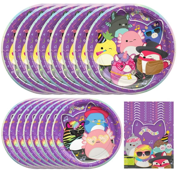Club Squishmallows Party Decorations Tableware Starter Set for 24 Guests
