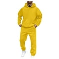thumbnail image 2 of Rrunsv Men's Streetwear Sport Suits Clearance 2PCS Outfits Men's And Women's Sports Tracksuits Long Sleeve Pullover Hoodies Sweatshirt And Sweatpants Fall Winter Suit(Yellow,3XL), 2 of 4
