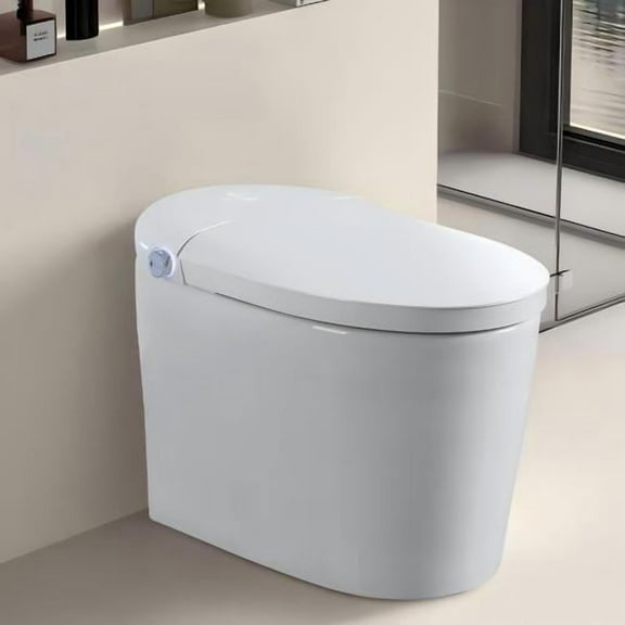 taoruifang Smart Toilet Bidet, Auto Open/Close Lid,Foam Shield Splash Proof,Auto Flush,Elongated Toilet