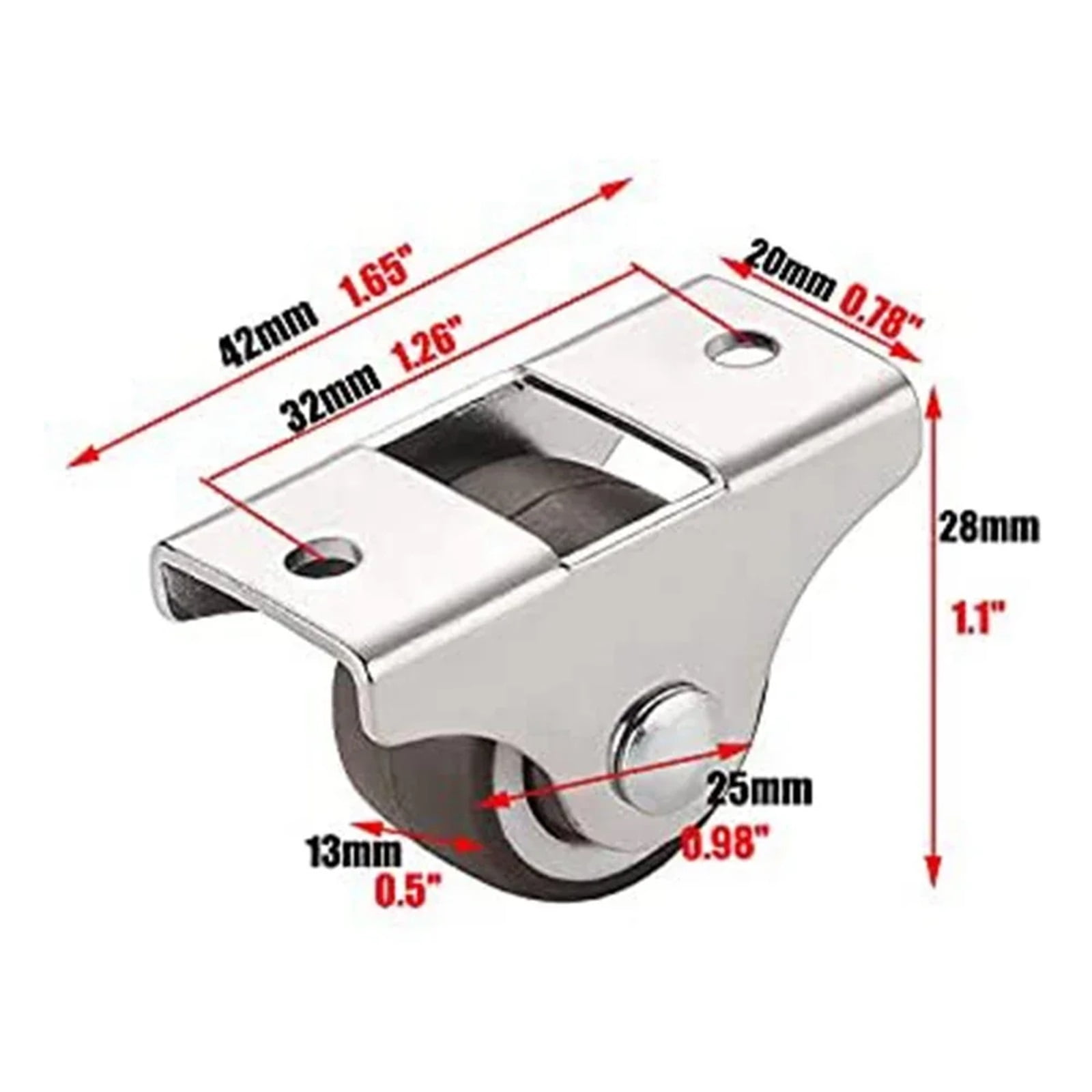 4Pcs 25mm Rubber Chair Rollers Heavy Duty Office Chair Caster Wheels For Hardwood Carpet Tile Floors Furniture Hardware ,Reliable