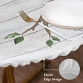 thumbnail image 3 of Bees Branches Round Tablecloth, Fitted Table Cover with Elastic for 55"-60" Round Tables, Farmhouse Spring Botanical Wooden Table Cloth Outdoor Indoor Dinning Party Waterproof Tablecloths, 3 of 7