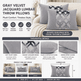 thumbnail image 5 of Excellere Home Grey Velvet Jacquard Lumbar Throw Pillows, 14 in x 20 in, Plush Filled Decorative Accent Cushions for Sofa, Bed & Couch, Indoor Use, Pack of 2, 5 of 5