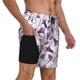 thumbnail image 2 of Kdxio Violets Flowers Print Men's Swim Trunks with Compression Liner 7 Inch Inseam Quick Dry Swim Shorts, 2 of 7