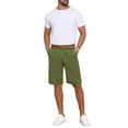 thumbnail image 2 of INSPIRE CHIC Men's Linen Pleated with Pockets Above Knee Casual Shorts 32 Olive Green, 2 of 6