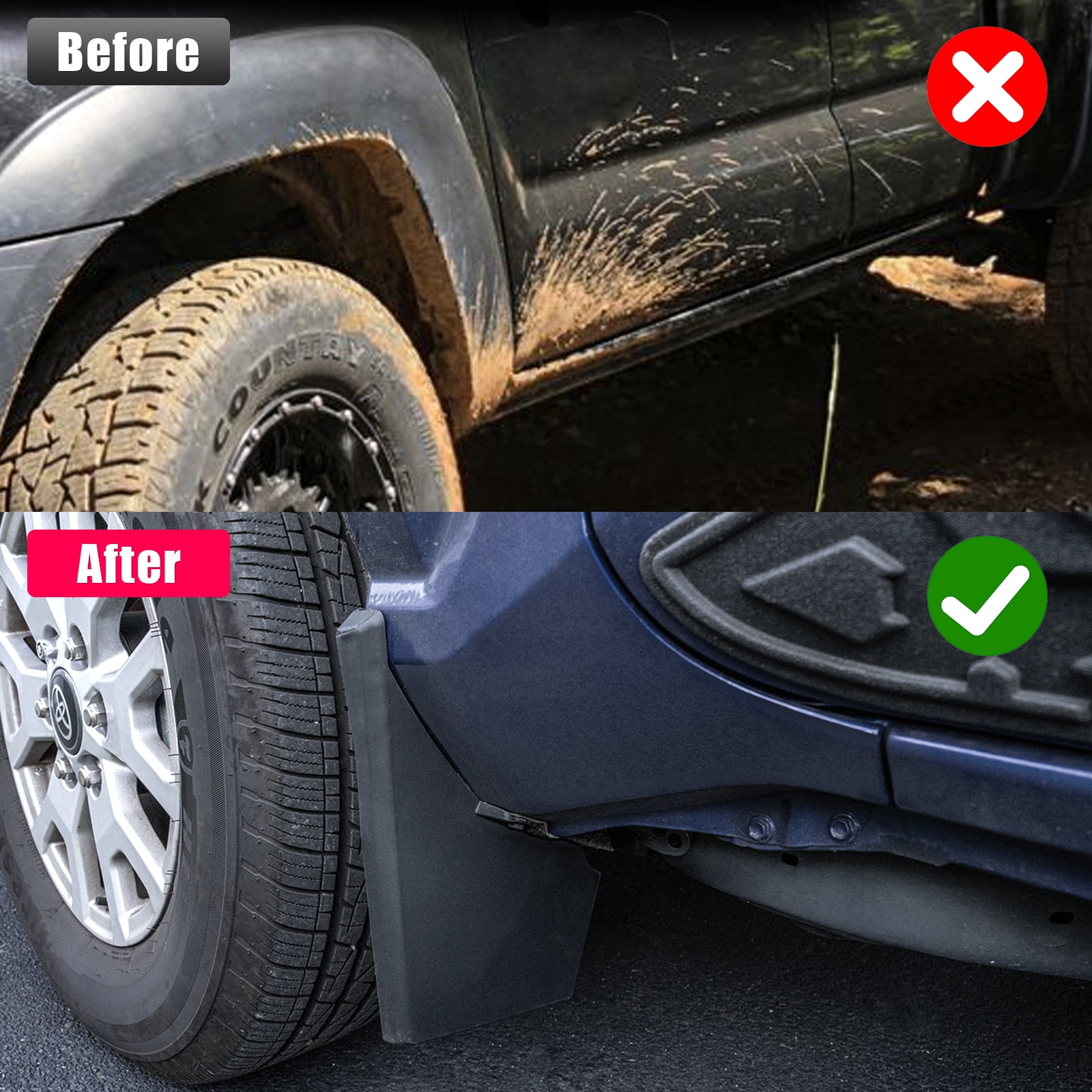 Mud Flaps for 2024 2025 Toyota Tacoma Without Fender Flare Mud Guards Front & Rear No Drilling 4PCS Splash Guards Fender Flares