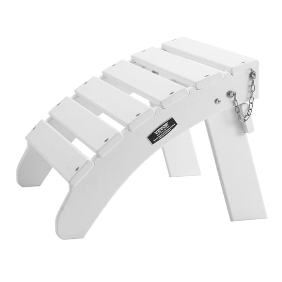 White HDPE Plastic Folding Adirondack Ottoman, 17.7x19.7x13.8 Inch Weather-Resistant Footrest for Outdoor Chair, Perfect for Porch, Pool, Lawn & Backyard