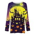thumbnail image 3 of Womens Halloween Shirts Casual Long Sleeve Black Cat Printed Halloween Sweatshirts for Women Crew Neck Tunic Tops, 3 of 4