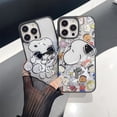 thumbnail image 2 of Bonita funda de teléfono transparente con carga inalámbrica Magsafe con dibujos animados de Snoopy y Charlie Brown para iPhone 15, 14, 13, 12, 16 Pro Max, soporte magnético, 2 of 5
