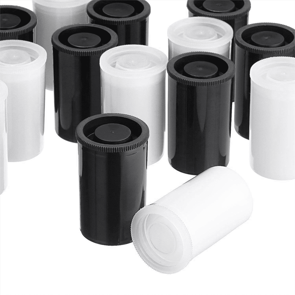 100PCS Plastic Empty Film Canister Camera Reel Container Storage Case Can for Accessories Art Bead Coin Pill White