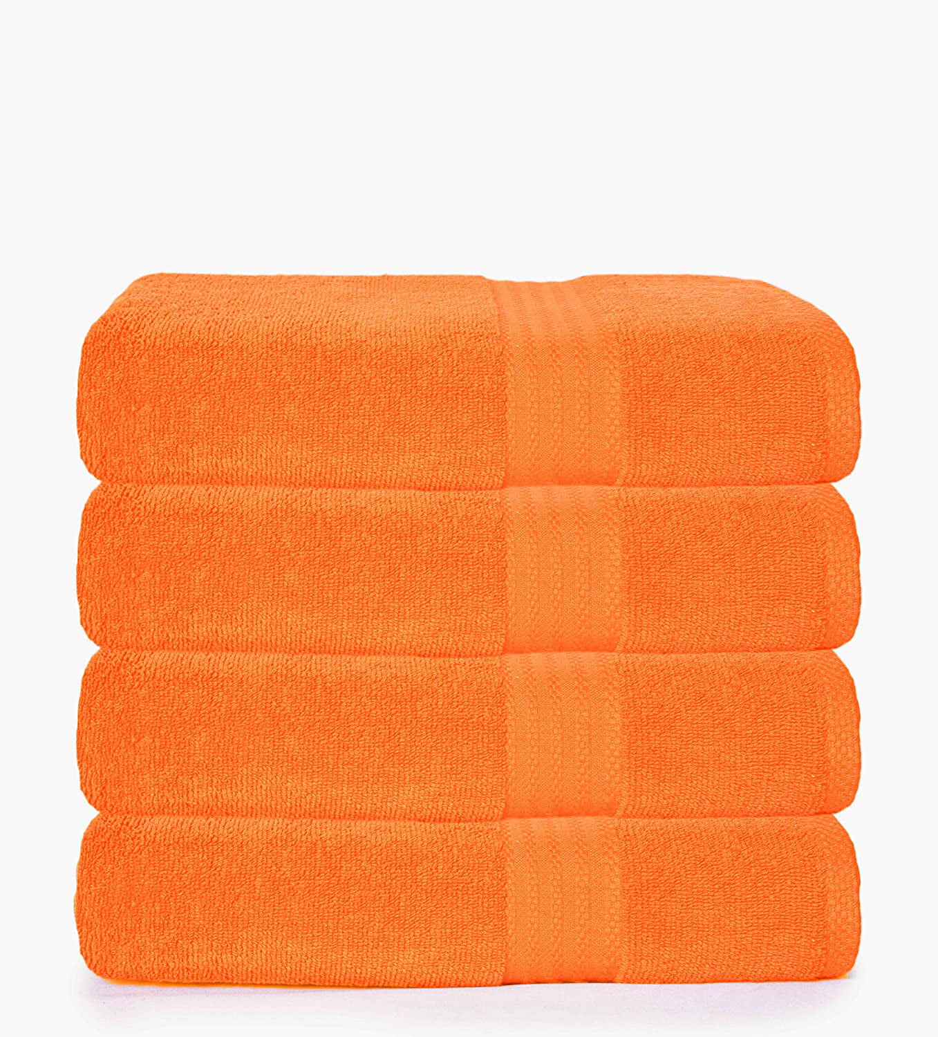 Orange 100% Cotton Bath Towels Set of 4 Large 27" x 54" Size 