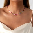 thumbnail image 2 of Turandoss Colorful Beaded Initial Necklaces for Women Jewelry Cute Dainty Bead Bohemian Jewelry Birthday Teacher Appreciation Mothers Day Graduation Gifts for Her Mom Kids Teen Girls Wife Ideas, 2 of 9