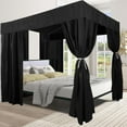 thumbnail image 4 of Black Canopy Bed Curtains - 4 Corner Post Bed Curtains Canopy Queen Bed Canopy Curtains for Adults Girls Bedroom Decoration(Black, Queen), 4 of 5
