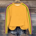 thumbnail image 2 of HVOBTTY Womens Long Sleeve Pullover T Shirt, Fall Tops for Women, Women's Casual Striped Print Crew Neck Drop Shoulder Pullover Top Yellow, M, 2 of 5