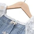 thumbnail image 6 of LYMAYTER Girls Puff Sleeve Mesh Dress Baby Kids Classic Denim Sundress Toddler Casual Skirt Dress 1-7Y, 6 of 6
