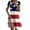Dark Gray, variant on Women's Casual Short Sleeve Patriotic Dress, Round Neck American Flag Stars & Stripes Print Summer Midi Dress for 4th of July ,Green L