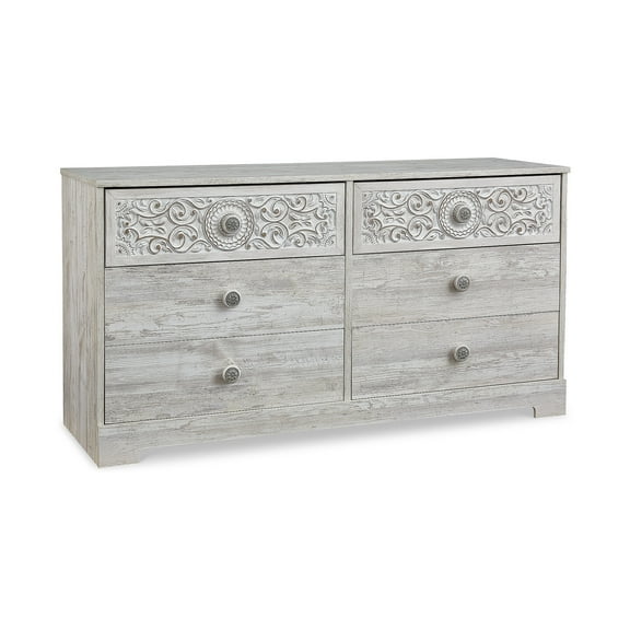 Signature Design by Ashley Paxberry Boho 6 Drawer Dresser, Whitewash