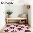 thumbnail image 3 of ODIKA 4'x6' Machine Washable Non-Slip Area Rug, Yuletide Holly Berry Wreath Latch Making Kit Canvas Design High Traffic Rug with Pad, Pink, 642517, 3 of 8