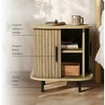 thumbnail image 3 of LuxenHome Mid Century Modern Nightstand with Storage, Small Fluted Nightstand with Sliding Door, Boho Bedside Table with Curved Edge, Oak Night Stand, Side Tables Bedroom, 3 of 7