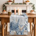 thumbnail image 2 of Table Runner - 60 Inch Long, Blue Eucalyptus Coastal Kitchen Dining Table Runner Dresser Scarves, Beach Starfish Shell Nautical Retro Farmhouse Decor for Coffee Tables Wedding Party Banquet, 2 of 8