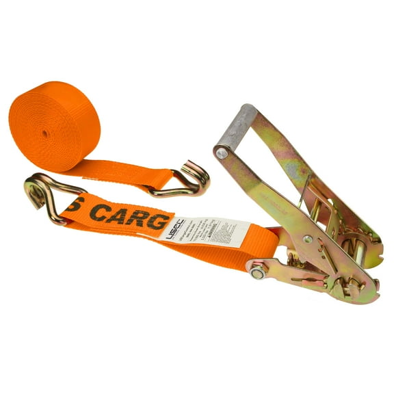 2" x 27' Orange Ratchet Strap w/ Double J Hook