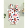 thumbnail image 2 of Bagilaanoe 0-18M Infant Baby Girl 4th of July Clothes Independence Day Outfits Flag Print Romper Sleeveless Playsuit Summer Clothing, 2 of 8