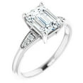 thumbnail image 3 of Pompeii 1 3/4Ct Diamond & Emerald Cut Moissanite Vintage Engagement Ring White Gold, 3 of 4