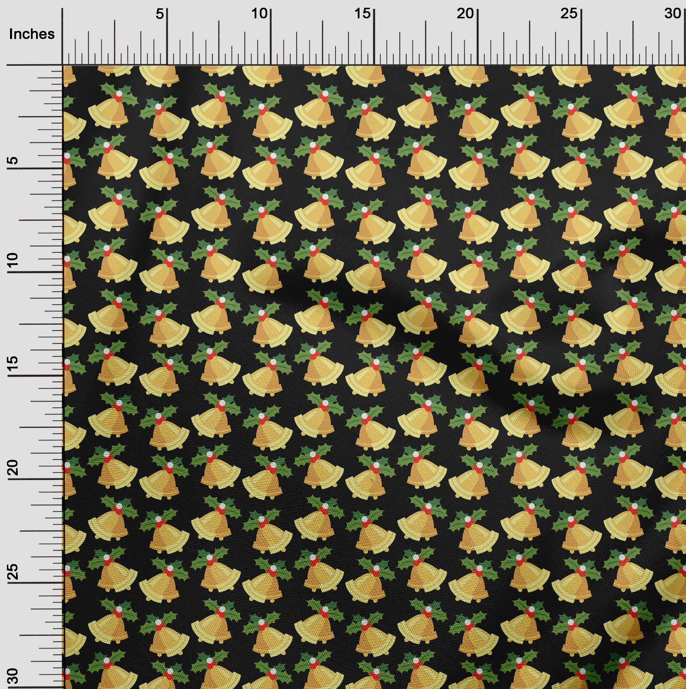 oneOone Polyester Spandex Black Fabric Merry Christmas Fabric For Sewing Printed Craft Fabric By The Yard 56 Inch Wide
