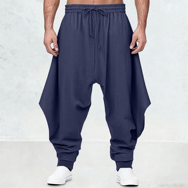 Ceisia Men's Trendy Solid Color Gift Plus Size Elastic Drawstring Waist Ankle Tied Casual Harem Pants