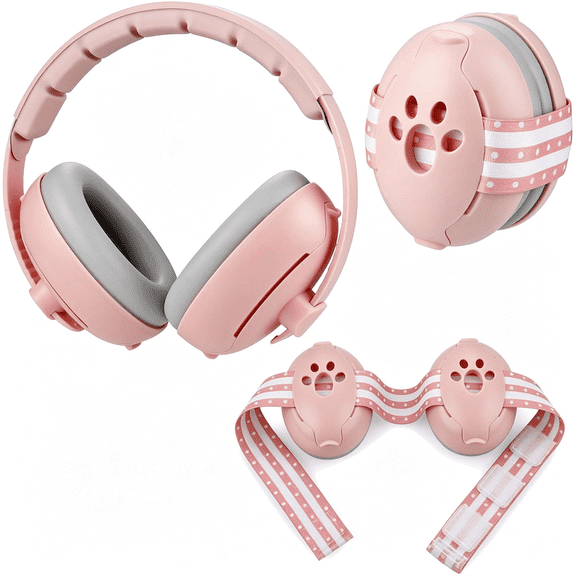 GJX Baby Ear Muffs, 2-In-1 Baby Ear Protection Noise Cancelling Headphones Ages 0-3 Years, Infant Hearing Protection Adjustable Toddler Ear Protection