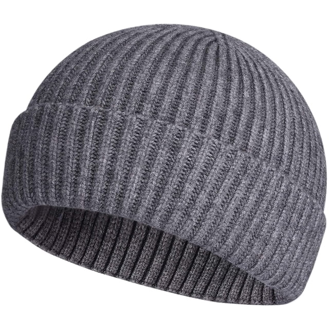 Gorro de pescador corto de punto de lana Sinhoon para hombre y mujer, gorro cálido de invierno (gris)
