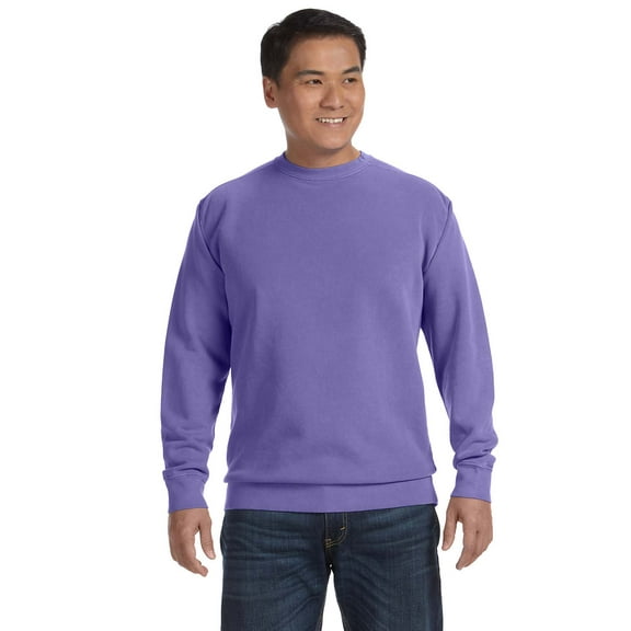 9.5 Oz. Garment-Dyed Fleece Crew , 1566 , VIOLET , Large