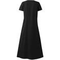 thumbnail image 4 of Women's Plus Size Summer Causal Dresses Short Sleeve Cotton Linen Dress Scoop Neck Ruffle Flowy Beach Baggy Maxi Sun Dresses Sundress Pocket, 4 of 4