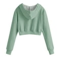 thumbnail image 6 of Fesfesfes Girls Zip Up Cropped Hoodie Long Sleeve Casual Jacket with Pockets Pullover Sweatshirt for Teens Youth Kids Fall Winter Fashion Outerwear Active Wear(Mint Green,9-10 Years ), 6 of 8