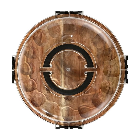 Huzdenx Wooden Serving Tray with Lid, Covered Food Platter for Deli Fruit Nuts Cheese Household Counter Storage Display Tray