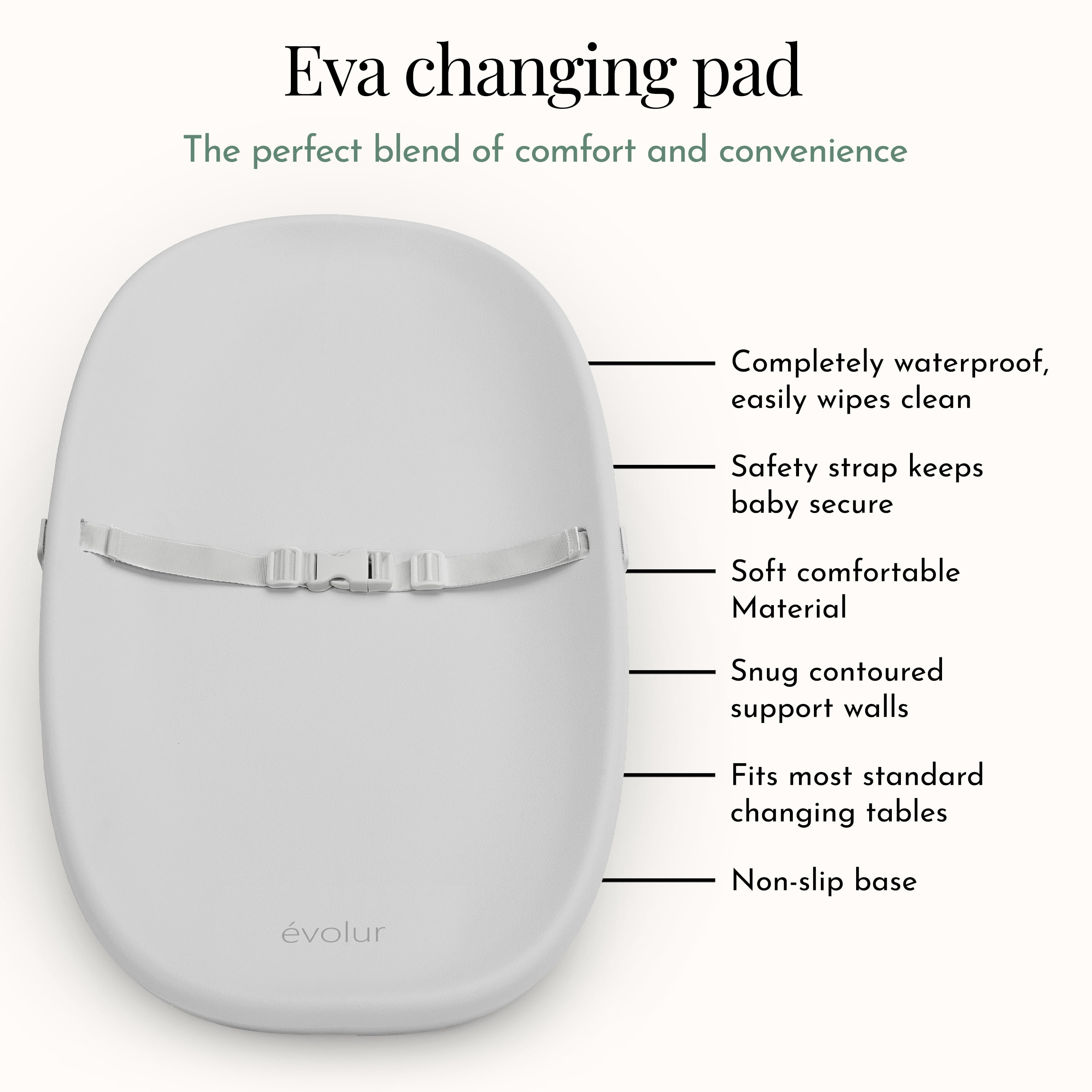 Evolur Eva Changing Pad, Light Gray