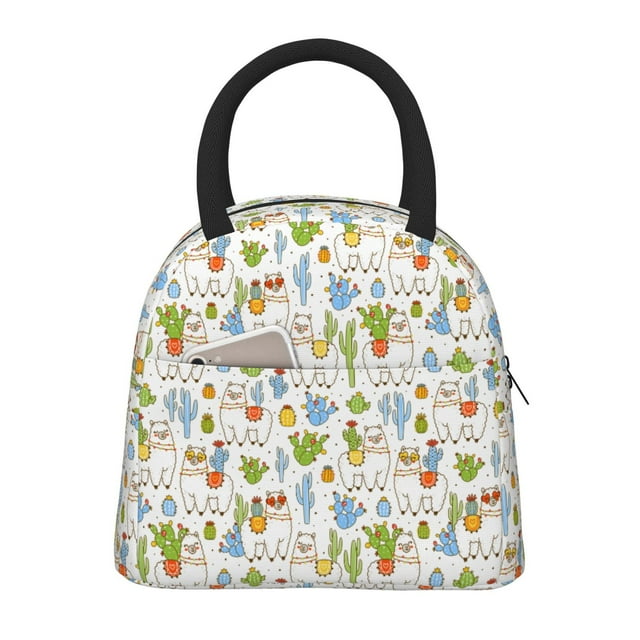 Vsdgher Cactus Plants Print Insulated Lunch Bag Simple Bento Cooler Bag Lunch Tote Bag , Suitable for picnics, school, work