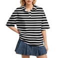 thumbnail image 2 of Dresfit Women's Polo Shirts Short Sleeve Striped Golf Shirts Summer 2026 Button Down Back To School Tops Loose Oversized Breathable Tennis T Shirts S, 2 of 6