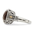 thumbnail image 3 of Shey Couture Sterling Silver with 14K Accent Antiqued Cushion Checkerboard Smoky Quartz Ring QTC1498, 3 of 6