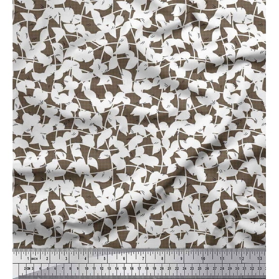 Soimoi Cotton Duck Fabric Branch & Leaves Artistic Decor Fabric Printed Yard 42 Inch Wide