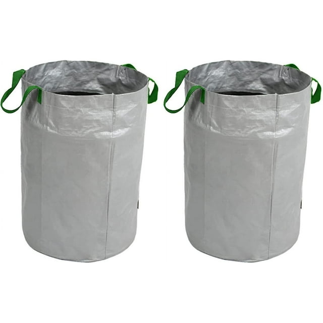 Paquete de 2 bolsas de residuos de jardín de 120l, reutilizables, resistentes a desgarros, impermeables con asas, contenedor de basura para piscina de césped de 45X63cm