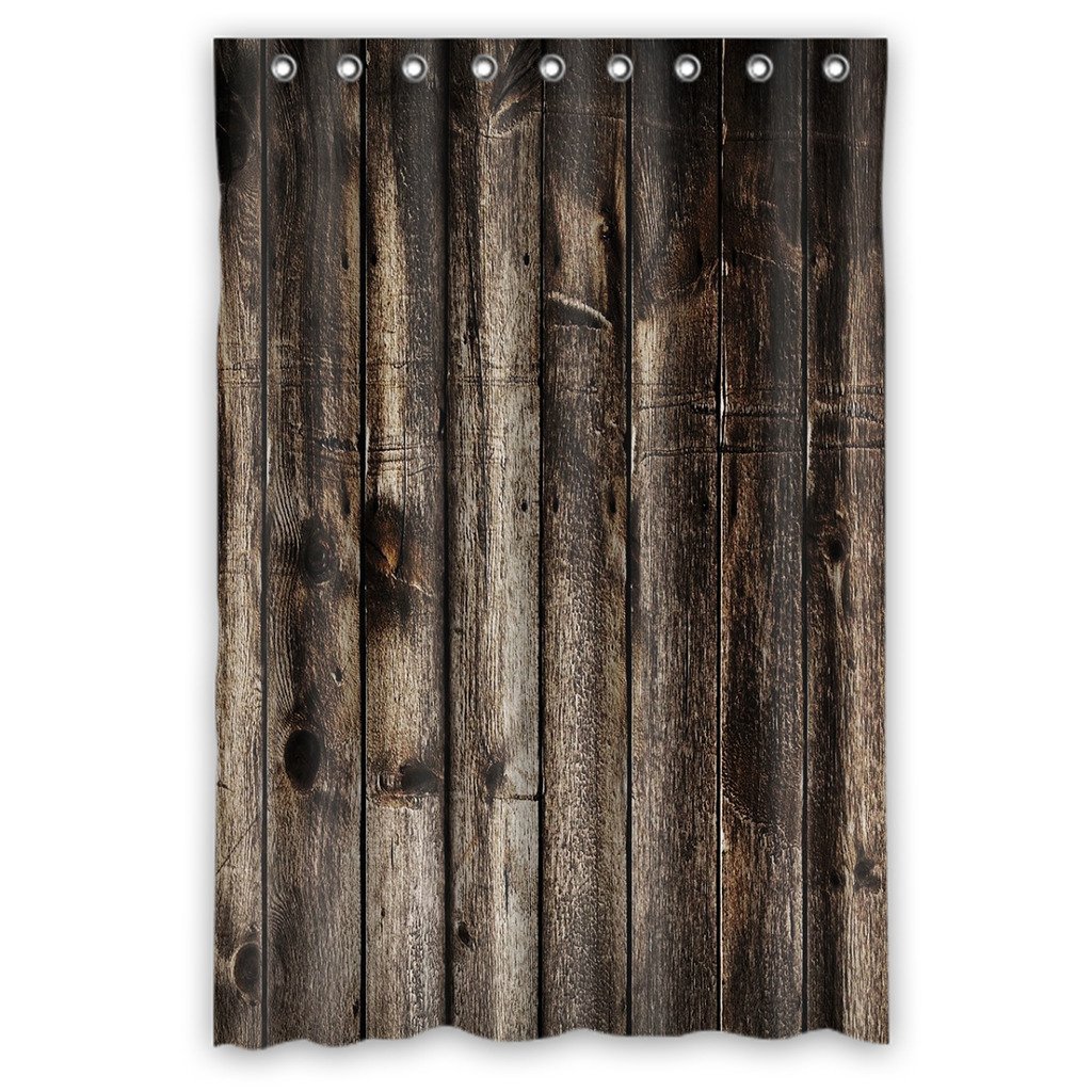 GCKG Rustic Old Barn Wood Waterproof Polyester Shower Curtain and Hooks Size 48x72 inches