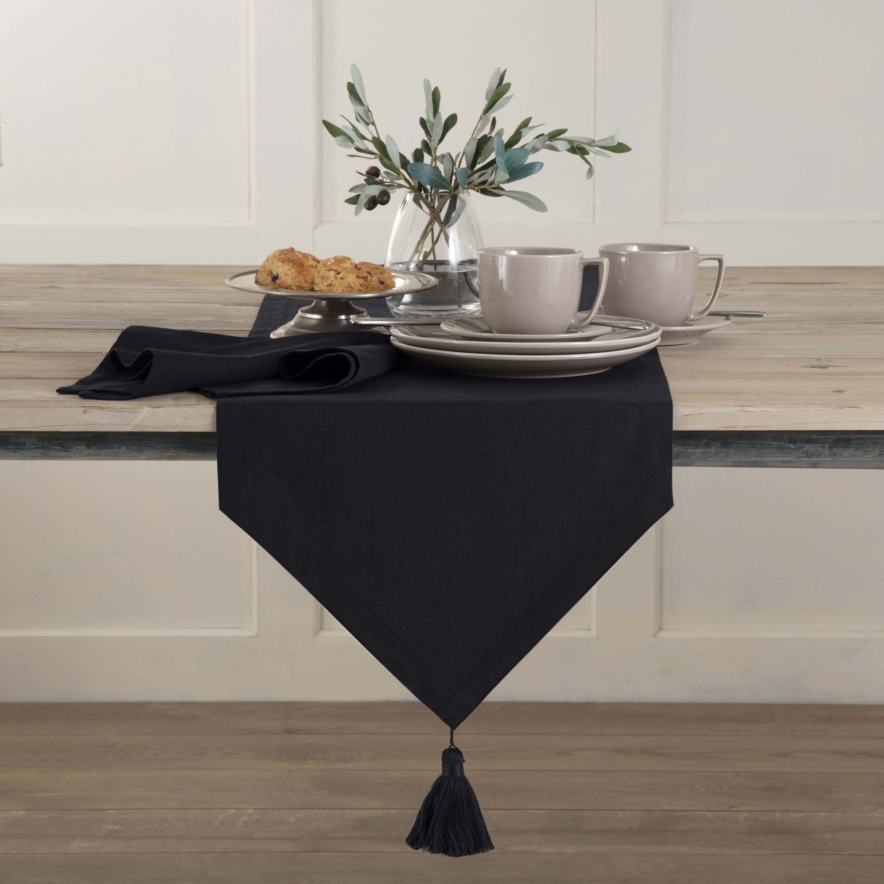 Martex Color Solutions Table Linens 15 W X 70 L Dark Gray Tassel