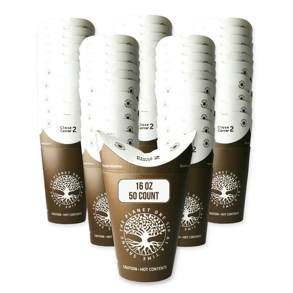 Paper Coffee Cups - 16 Ounce. 50 Count- Disposable Coffee Cups